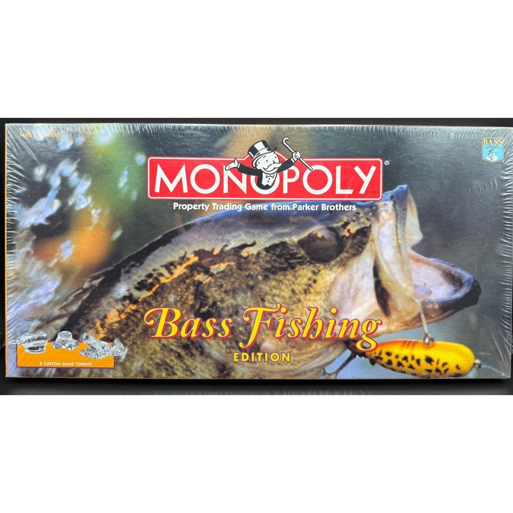 Vintage Monopoly Bass Fishing Edition Parker Bros Board Game 1998 New & Sealed